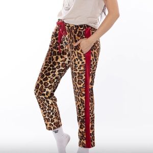 Solstice Intimates Kitty Leopard Print Velvet Track Pants Size M